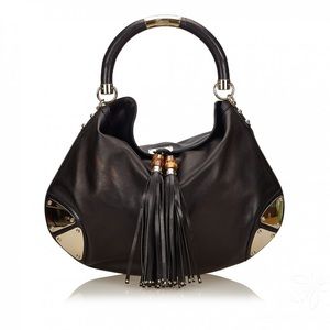 GUCCI BLACK BABOUSKA INDY TOP HANDLE BAG